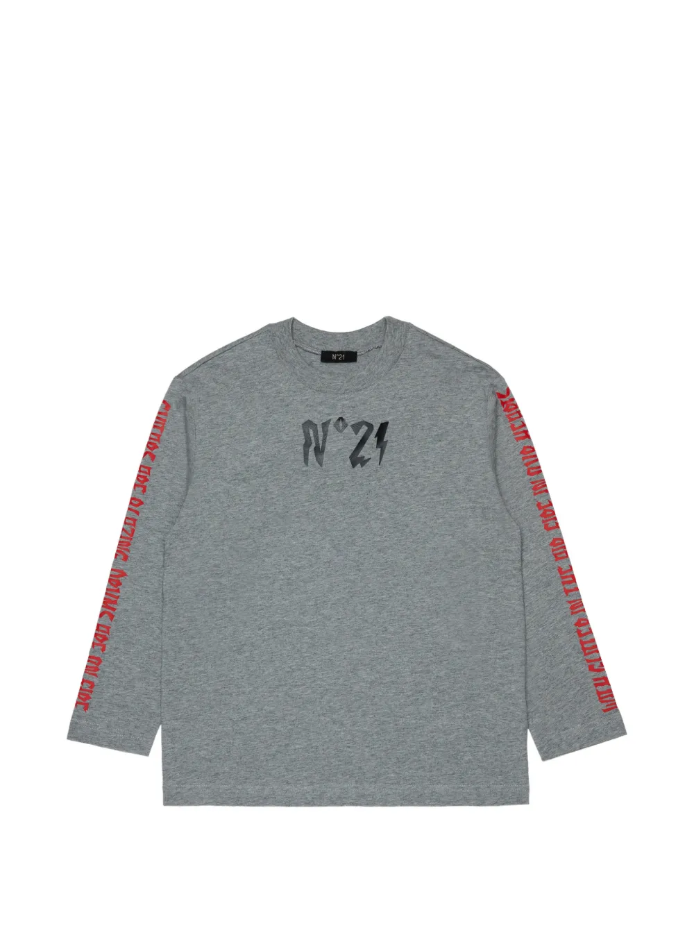 Nº21 Kids T-shirt con stampa grafica e maniche lunghe - Grigio