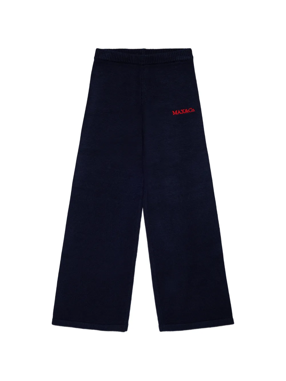 MAX&Co. Kids Pantaloni in maglia con logo ricamato - Blu