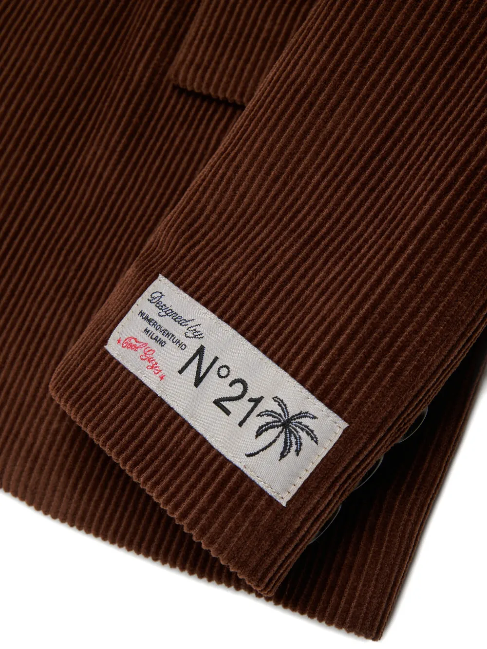 Nº21 Kids Ribfluwelen blazer met logopatch Bruin