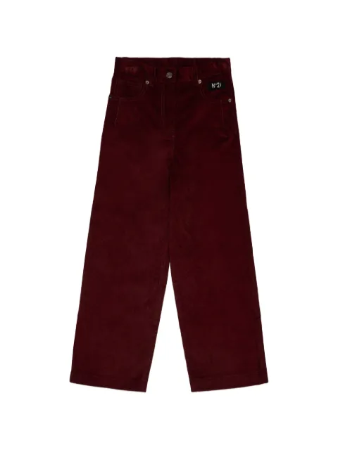 Nº21 Kids corduroy logo-patch trousers