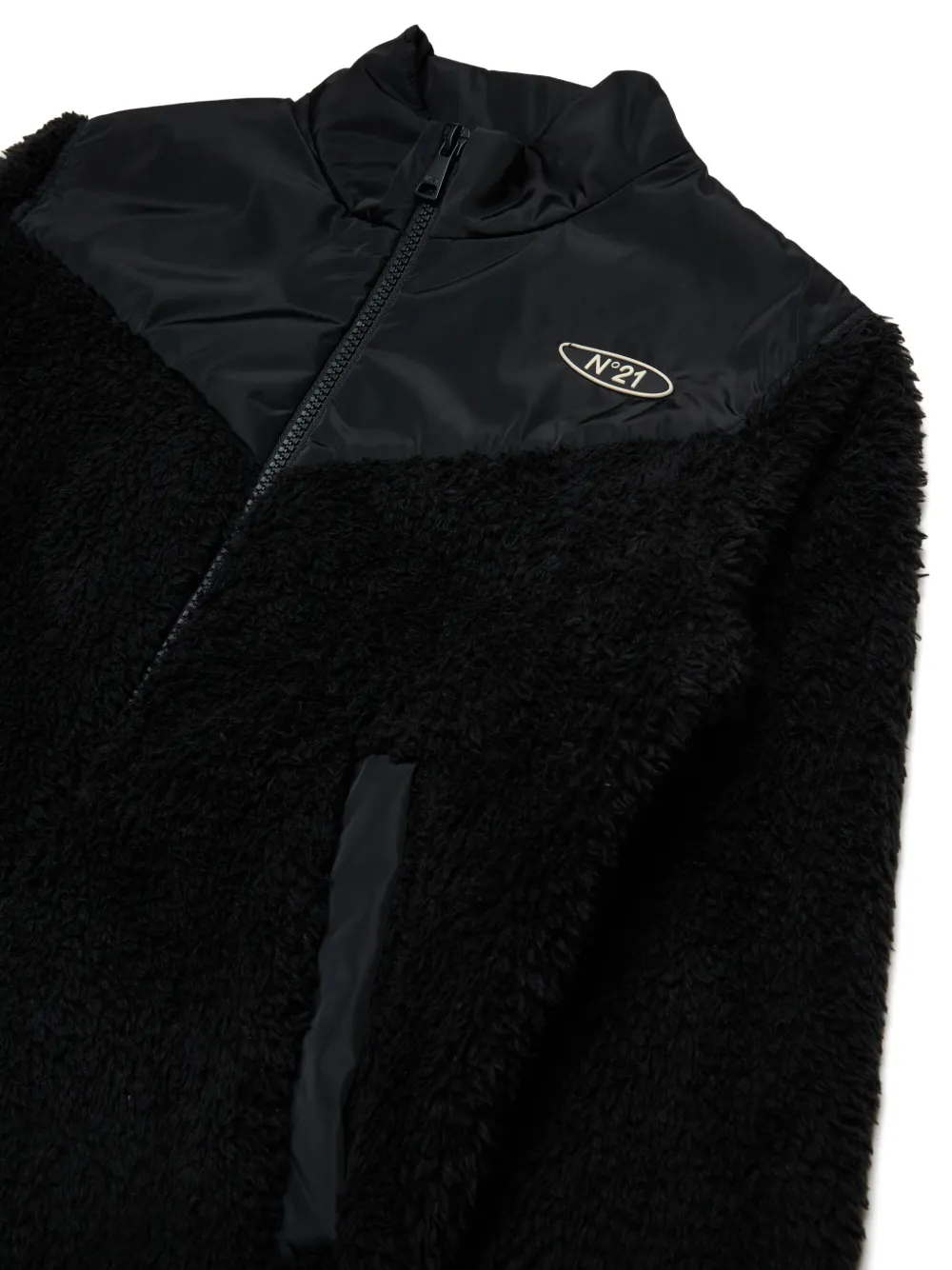 Nº21 Kids Fleece jack met vlakken Zwart