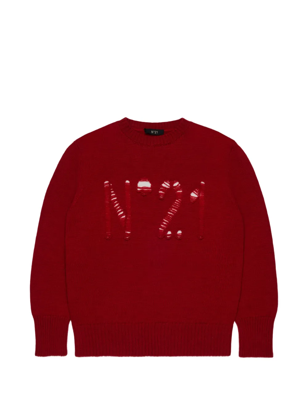 Nº21 Kids openwork-detail logo-motif jumper - Rot
