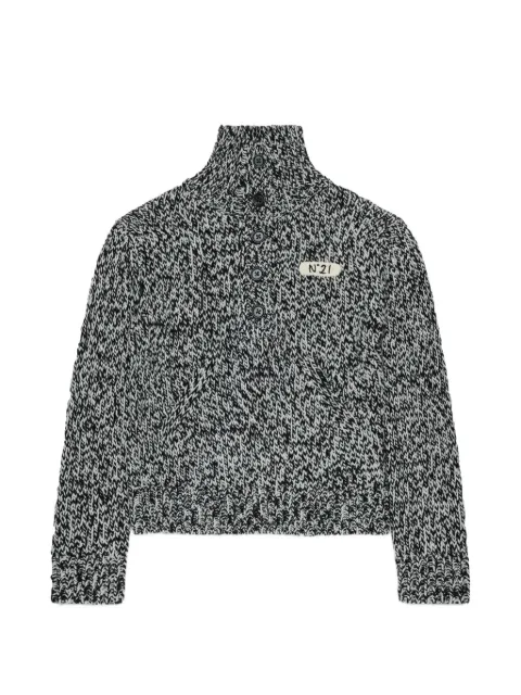 Nº21 Kids pull en maille épaisse à patch logo