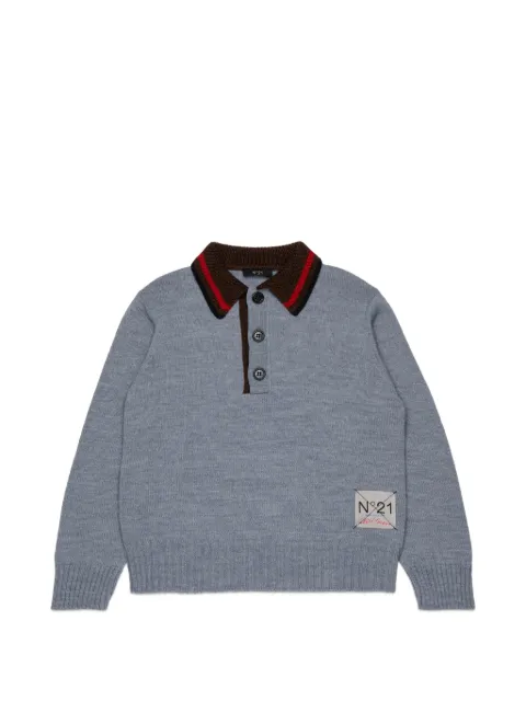 Nº21 Kids logo-patch contrast-collar sweater