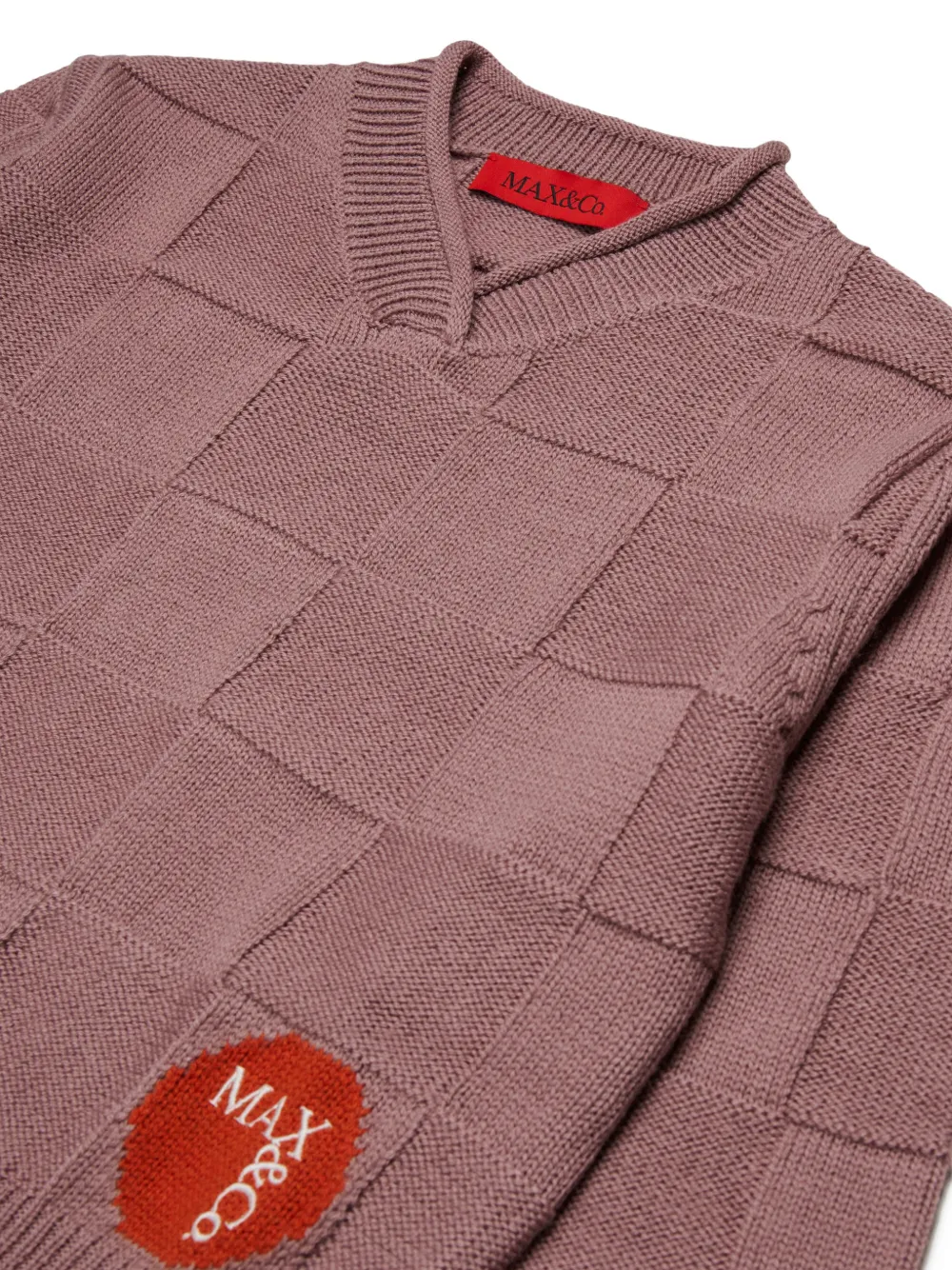 MAX&Co. Kids Geruite trui met logodetail Roze