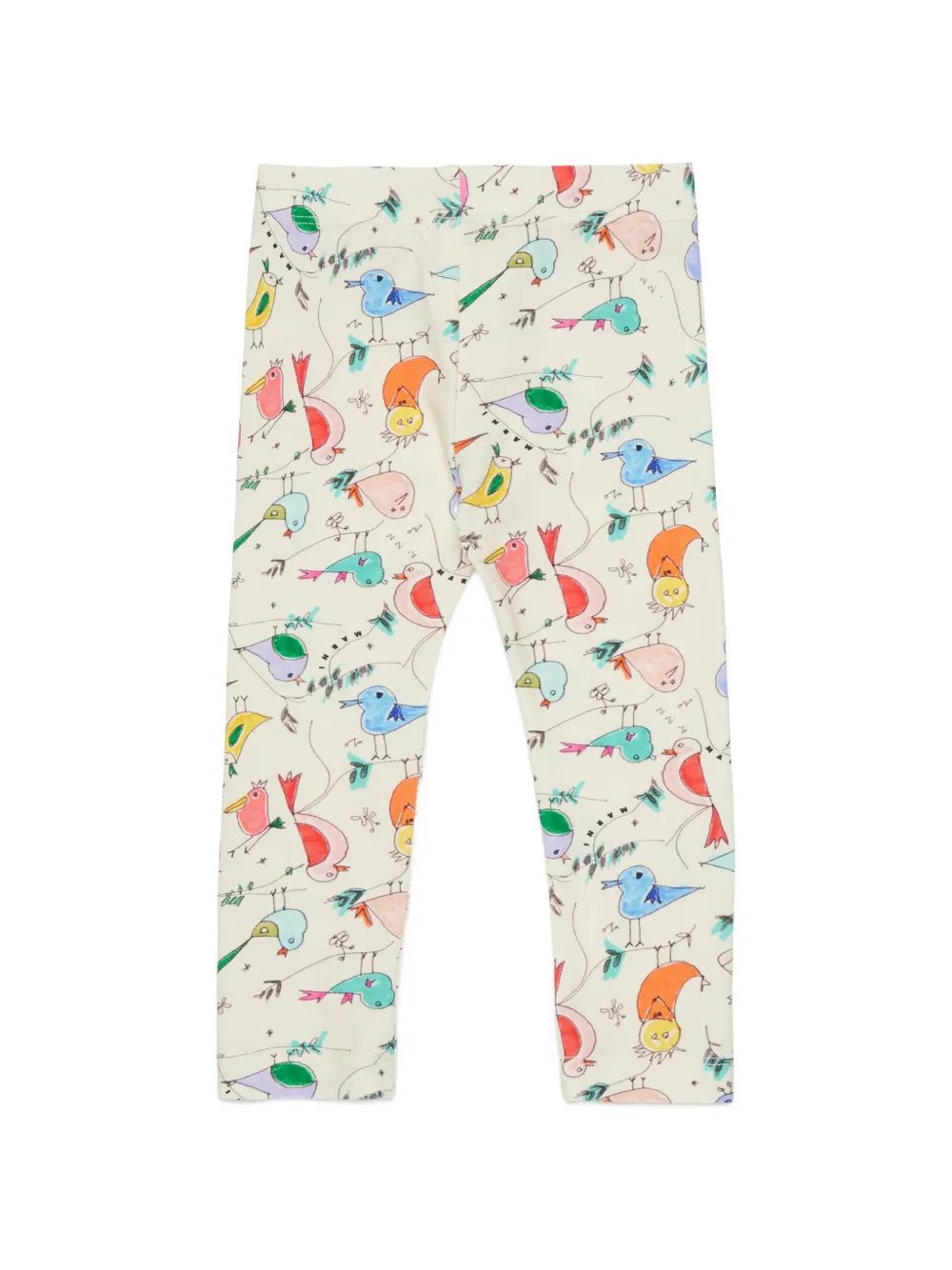 Marni Kids Legging met vogelprint en logoprint Beige
