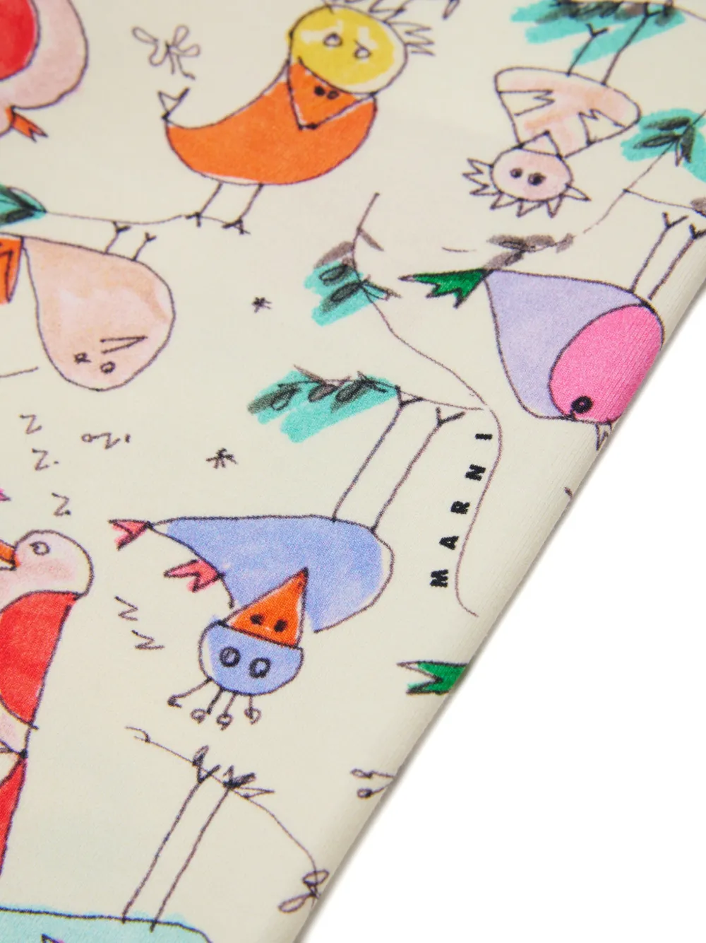 Marni Kids Legging met vogelprint en logoprint Beige