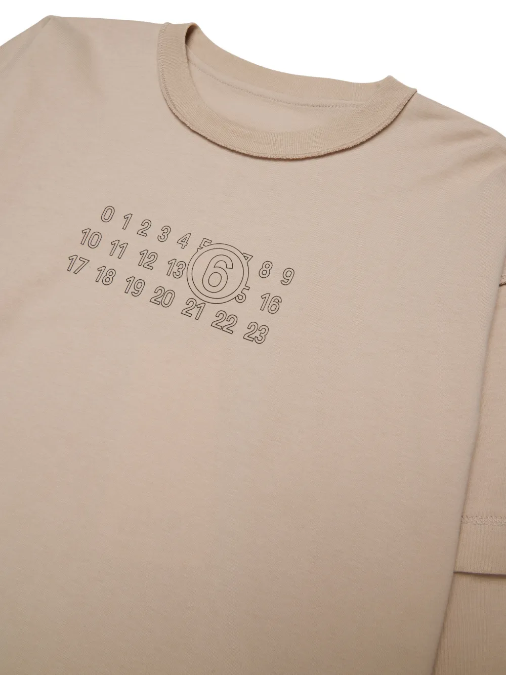 MM6 Maison Margiela Kids T-shirt met print en gelaagde mouwen Beige