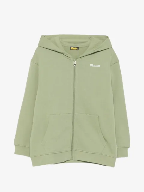 Blauer logo-embroidered zip-up hoodie