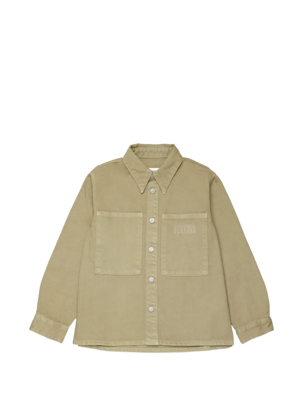 MM6 Maison Margiela Kids logo-embroidered denim shirt - Nude