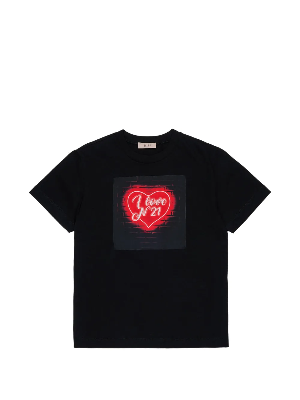 Nº21 Kids T-shirt in cotone con stampa Heart - Nero