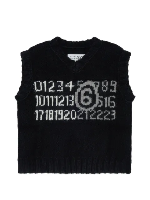MM6 Maison Margiela Kids logo-knit sleeveless sweater