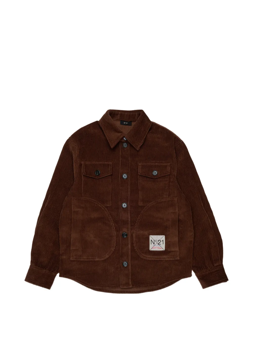 Nº21 Kids Camicia a coste con applicazione - Marrone