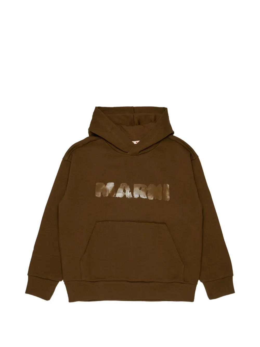 Marni Kids Felpa con cappuccio e logo - Marrone