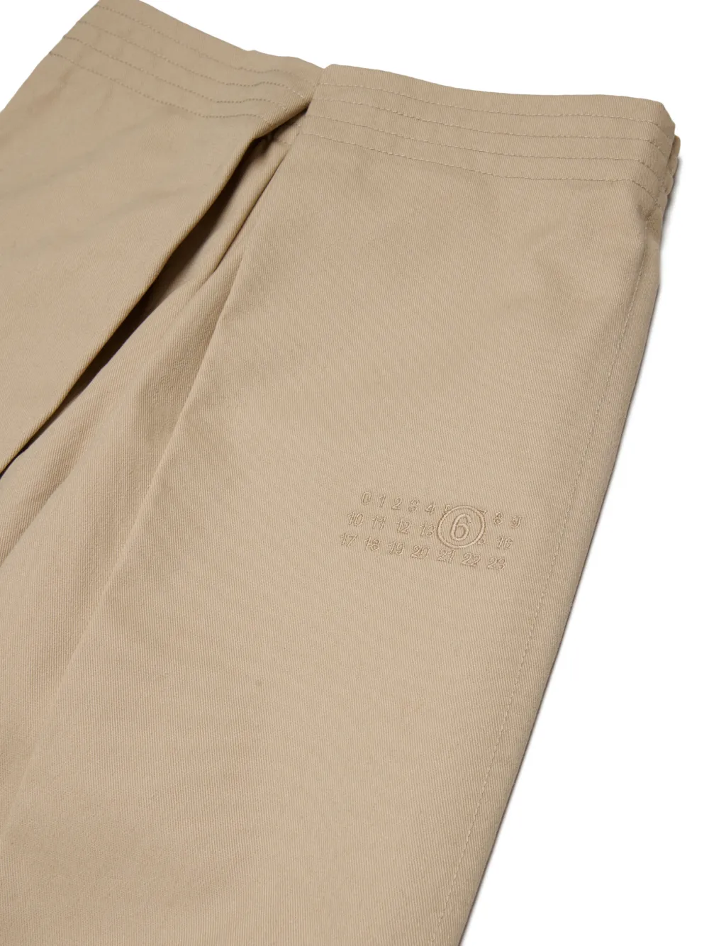 MM6 Maison Margiela Kids Broek met geborduurd logo en wikkelstijl Beige