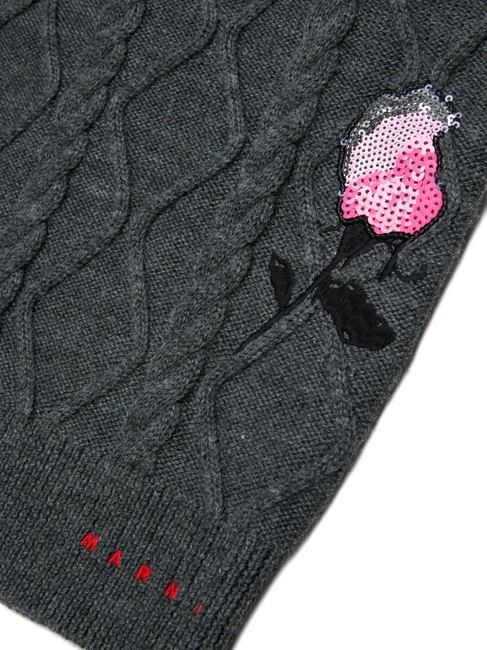 Marni Kids Kabelgebreide rok met pailletten Grijs