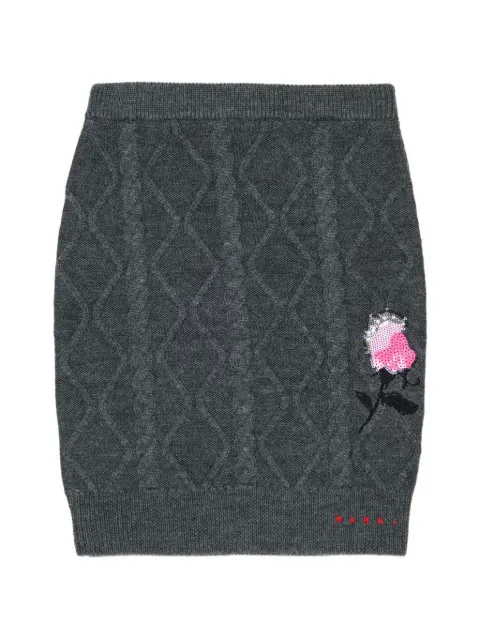 Marni Kids cable-knit sequin-embroidered skirt