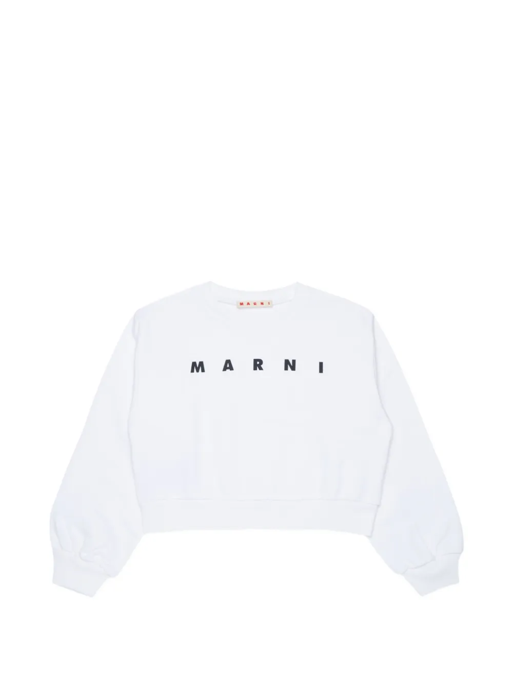 Marni Kids logo-print cropped sweater - White