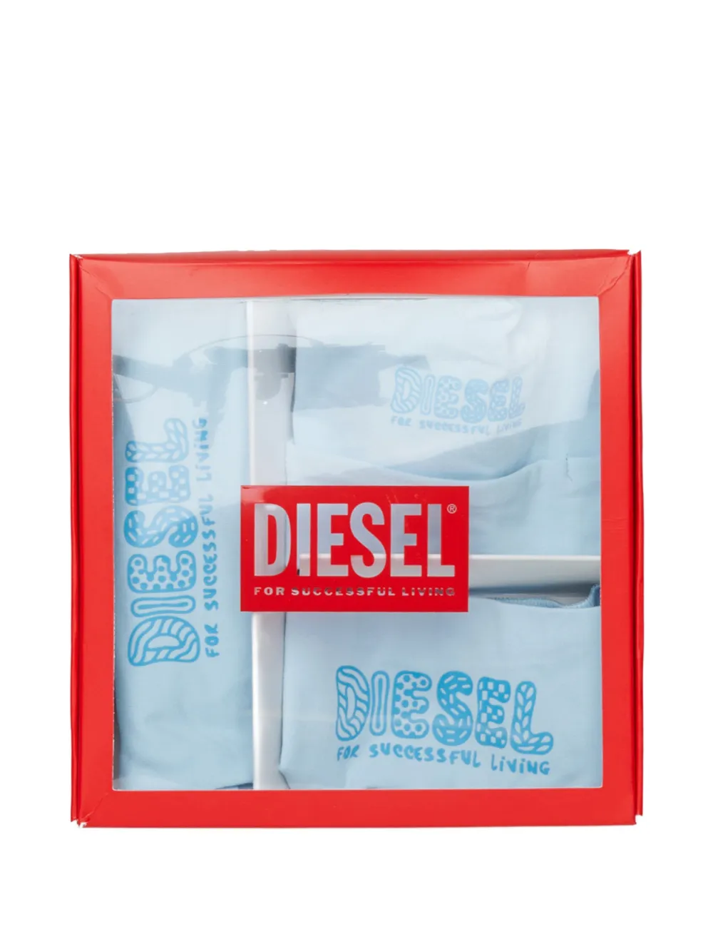 Diesel Kids Drie rompers met logoprint Blauw