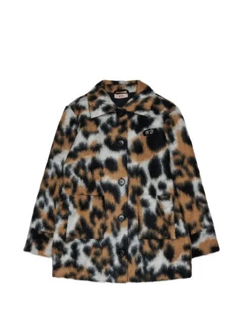Nº21 Kids leopard-print logo-patch jacket