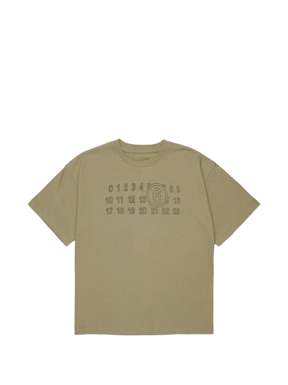 MM6 Maison Margiela Kids logo-print back-stitch T-shirt - Toni neutri