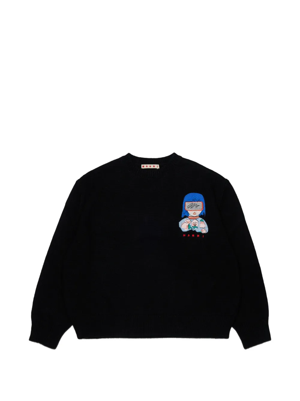 Marni Kids Maglione girocollo con stampa - Nero