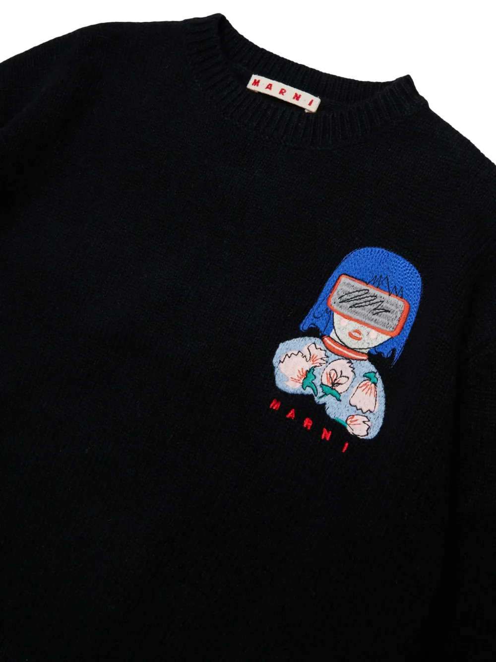 Marni Kids Sweater met print en ronde hals Zwart