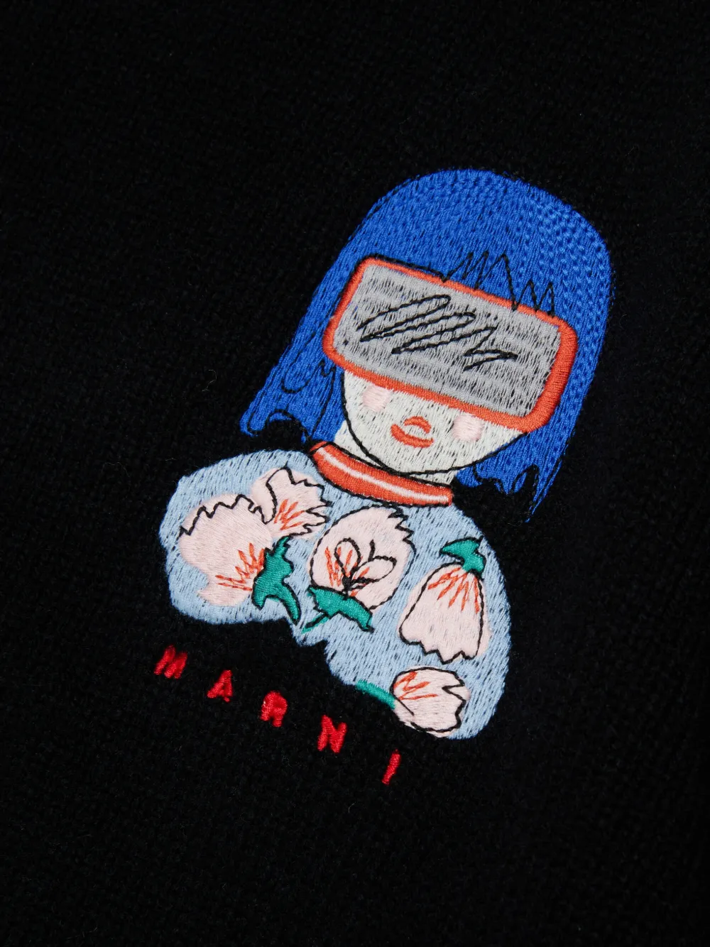 Marni Kids Sweater met print en ronde hals Zwart