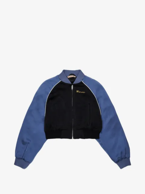 Marni Kids logo-embroidered colour-block bomber jacket