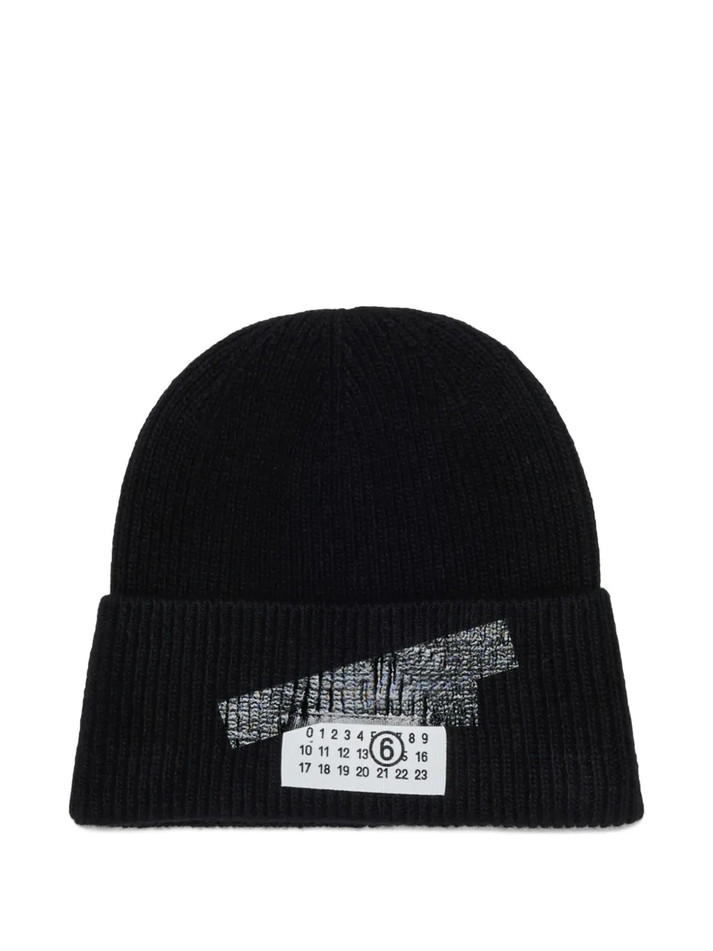 MM6 Maison Margiela Kids Berretto a coste con applicazione - Nero