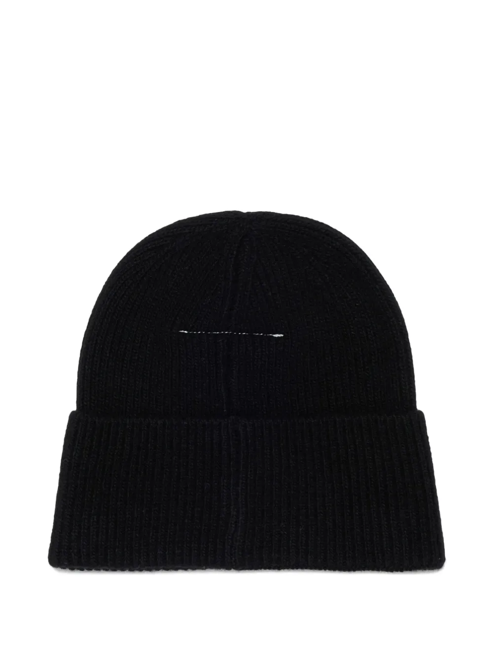 MM6 Maison Margiela Kids Ribgebreide muts met logo-patch Zwart