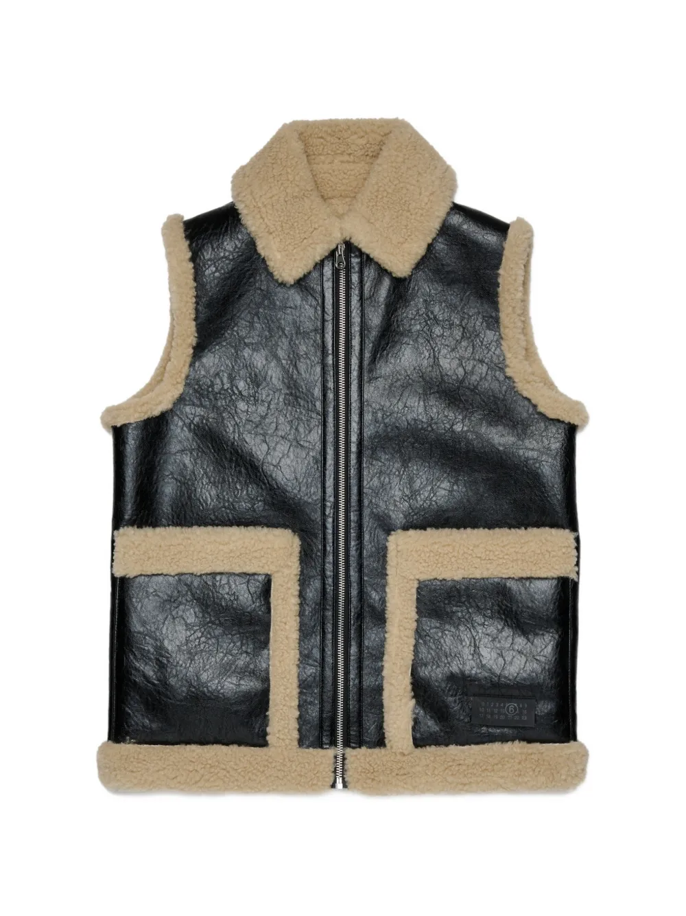 MM6 Maison Margiela Kids Weste mit Shearling - Schwarz