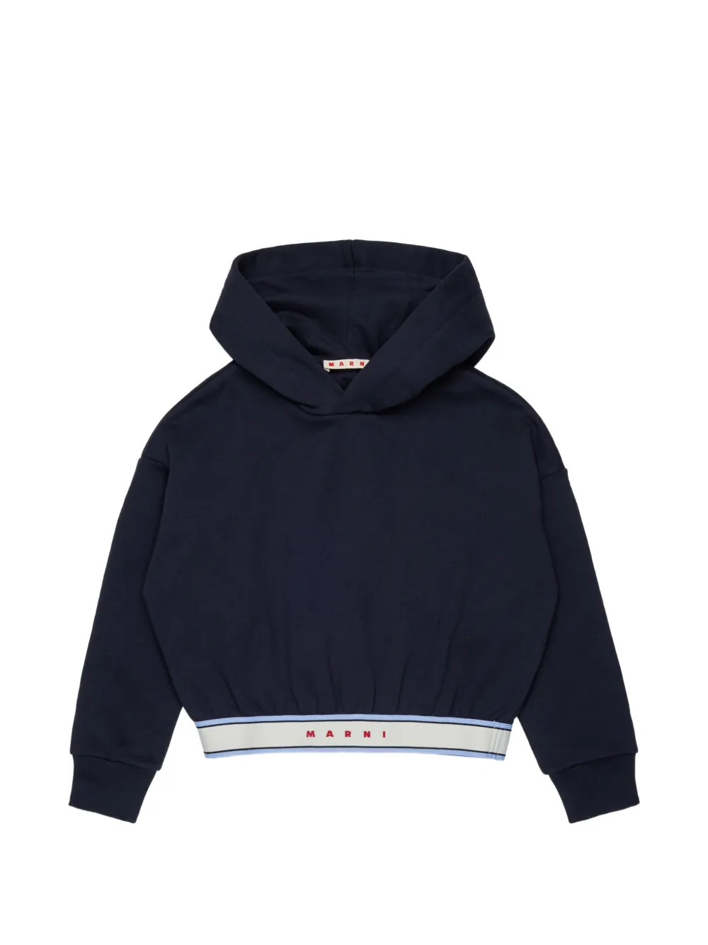 Marni Kids logo-tape hoodie - Blue