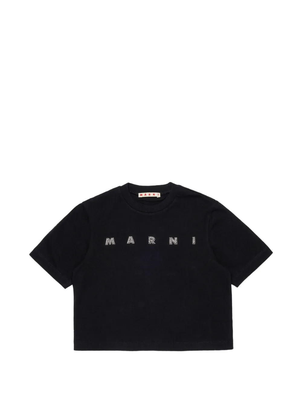 Marni Kids T-shirt crop con strass - Nero