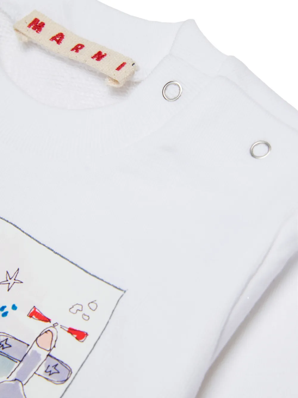 Marni Kids Hoodie met vliegtuigprint Wit