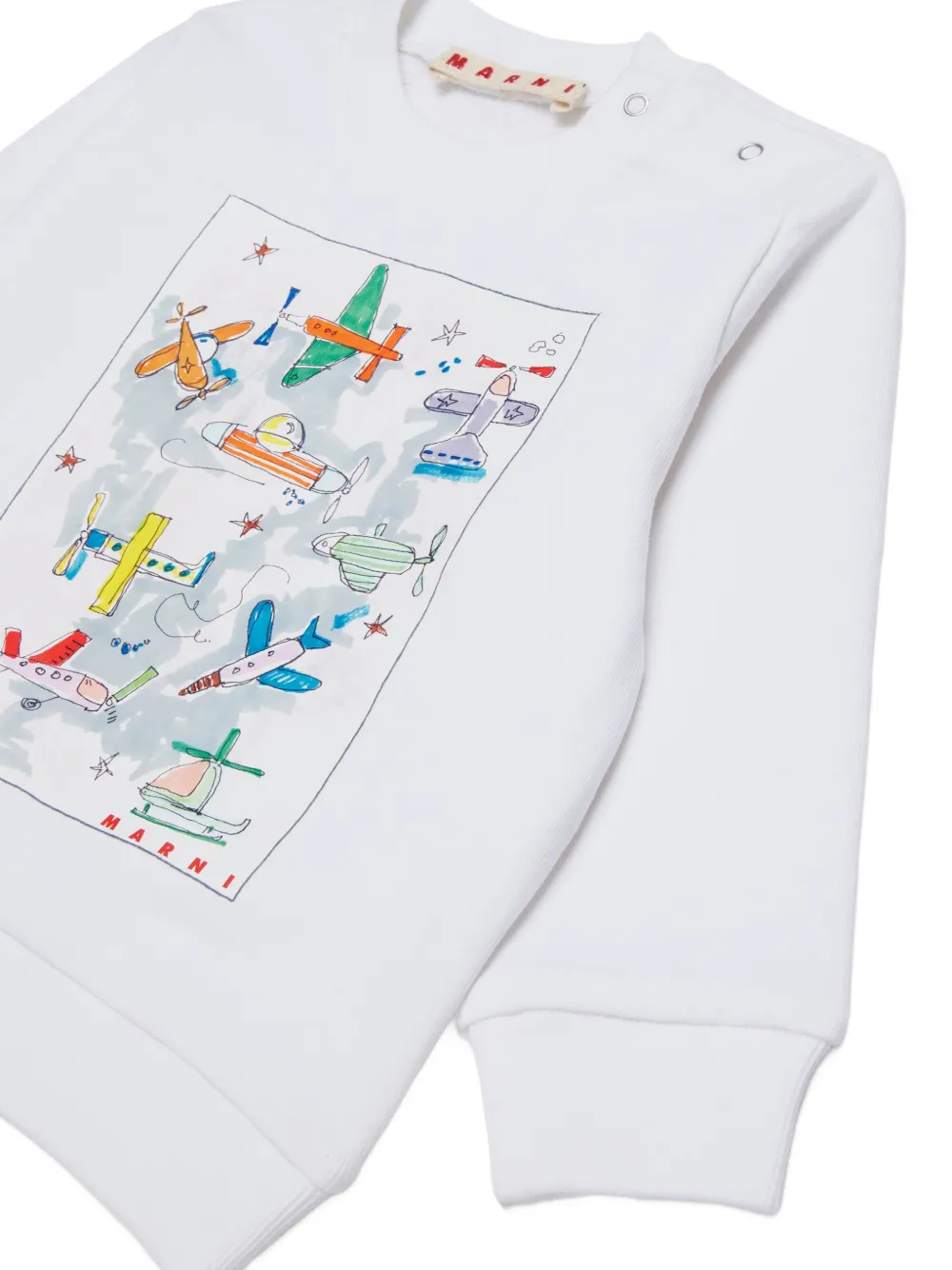 Marni Kids Hoodie met vliegtuigprint Wit