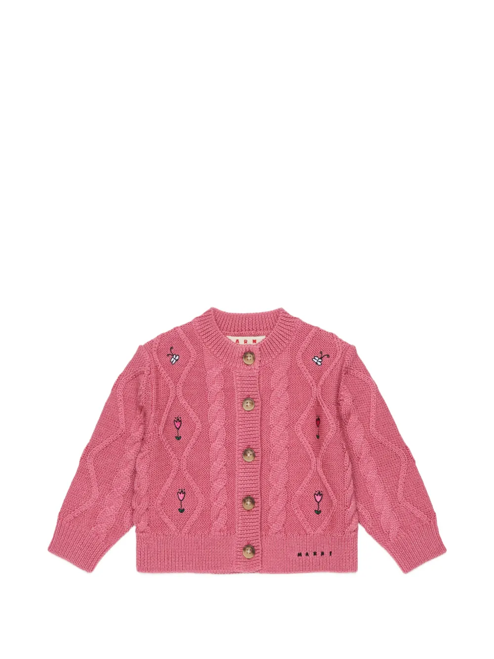 Marni Kids Cardigan con ricamo floreale - Rosa