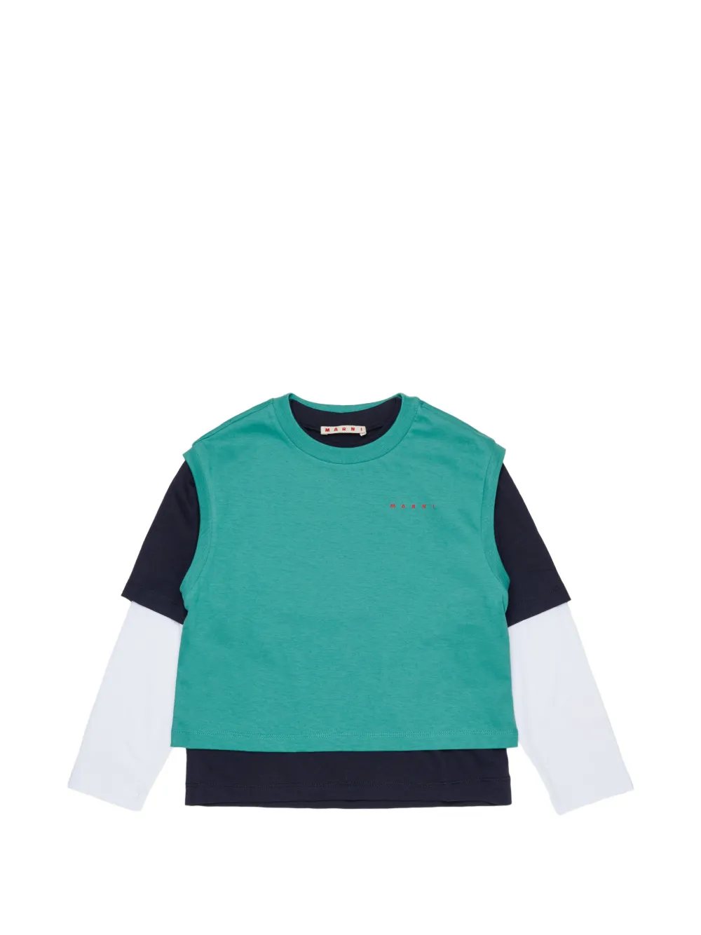 Marni Kids double-layer logo-print T-shirt - Verde
