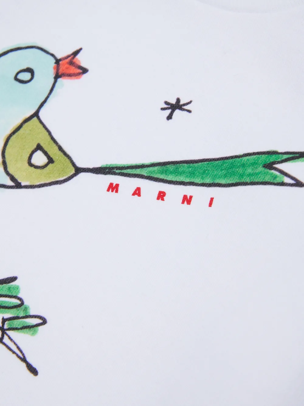 Marni Kids Sweater met vogelprint en logo Wit