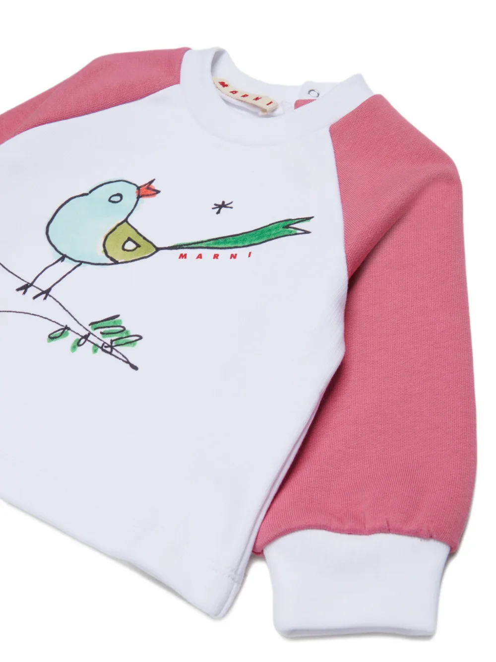 Marni Kids Sweater met vogelprint en logo Wit