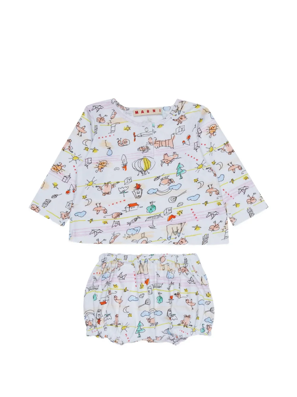 Marni Kids Tuta sportiva con stampa grafica - Bianco