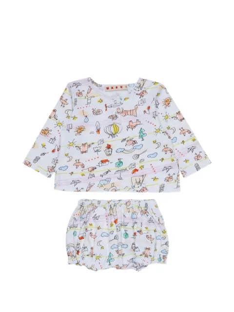 Marni Kids survêtement en coton à imprimé graphique
