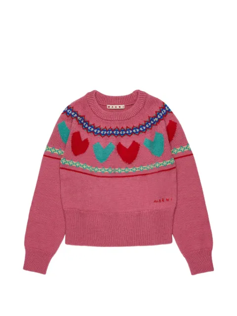 Marni Kids jacquard-heart sweater