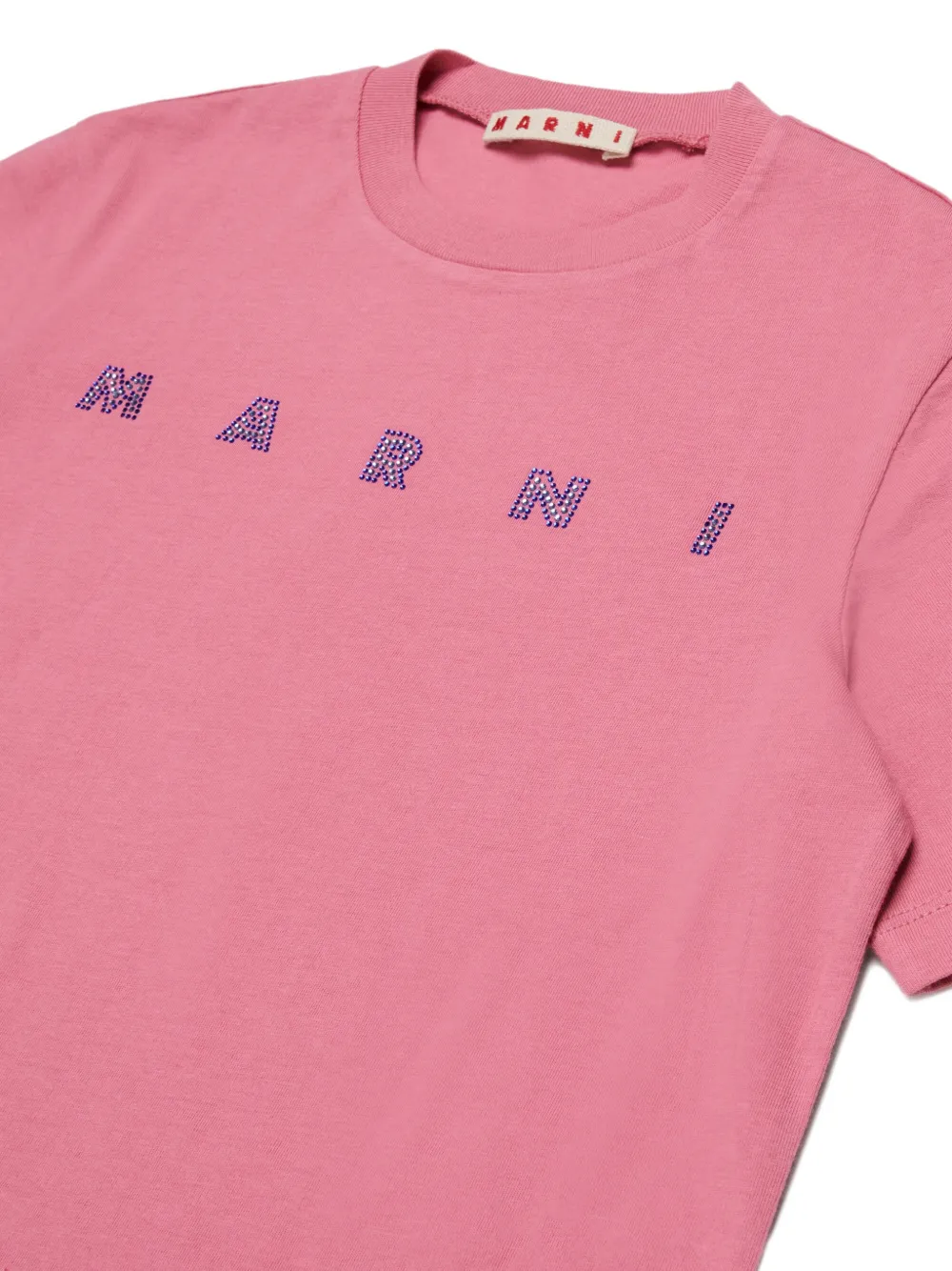 Marni Kids T-shirt met logo van stras Roze