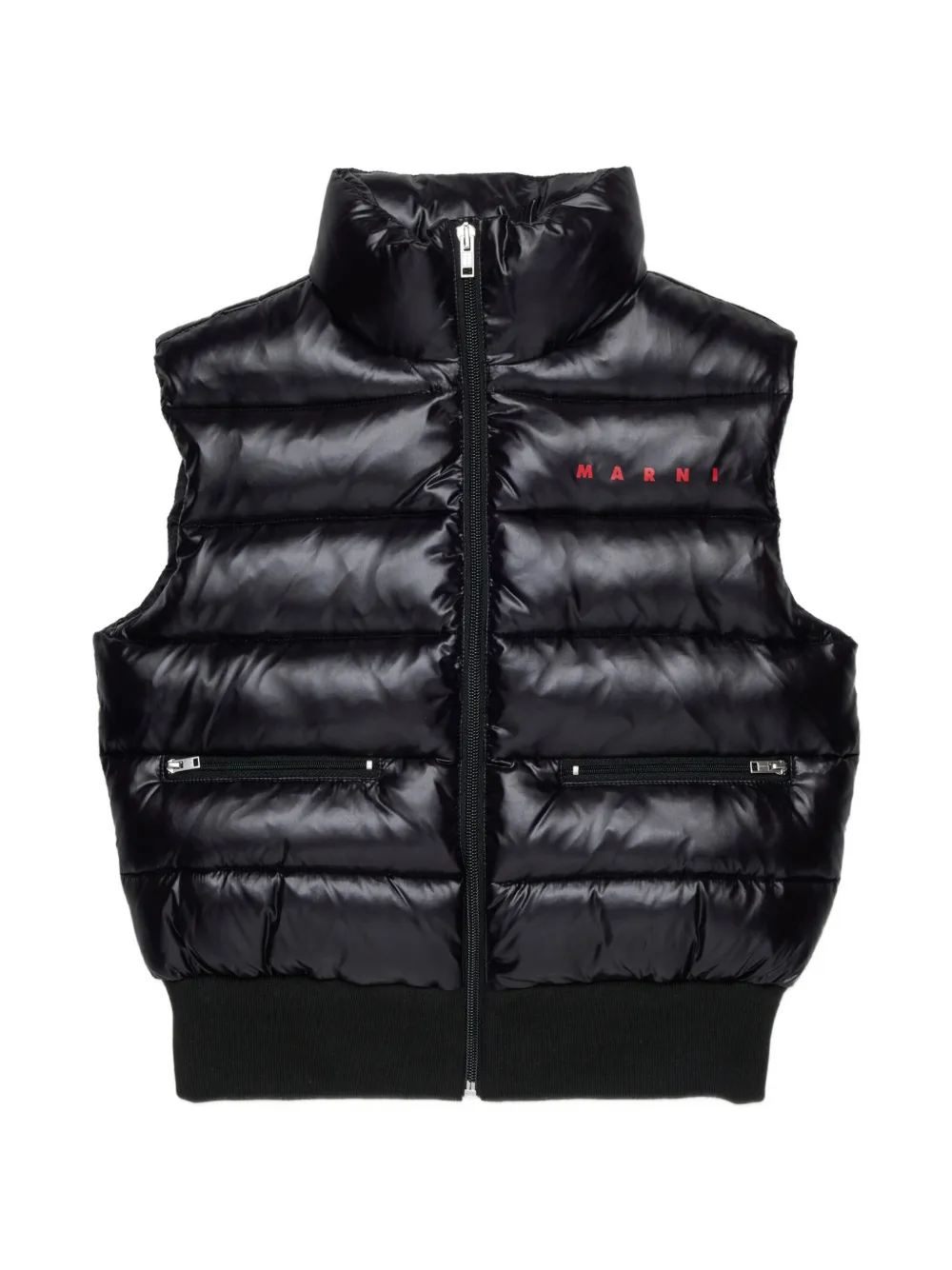 Marni Kids Gefütterte Weste mit Logo-Print - Schwarz