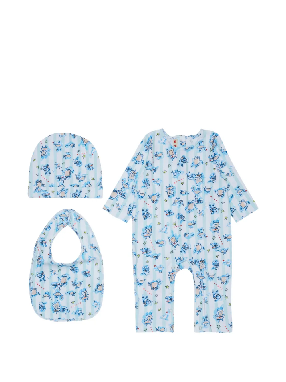 Marni Kids Strampler mit grafischem Print (3er-Set) - Blau