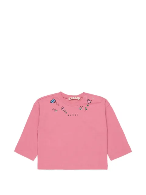 Marni Kids playera con logo estampado y estampado floral