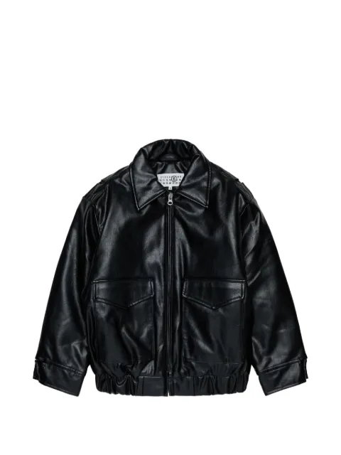 MM6 Maison Margiela Kids logo-print biker jacket