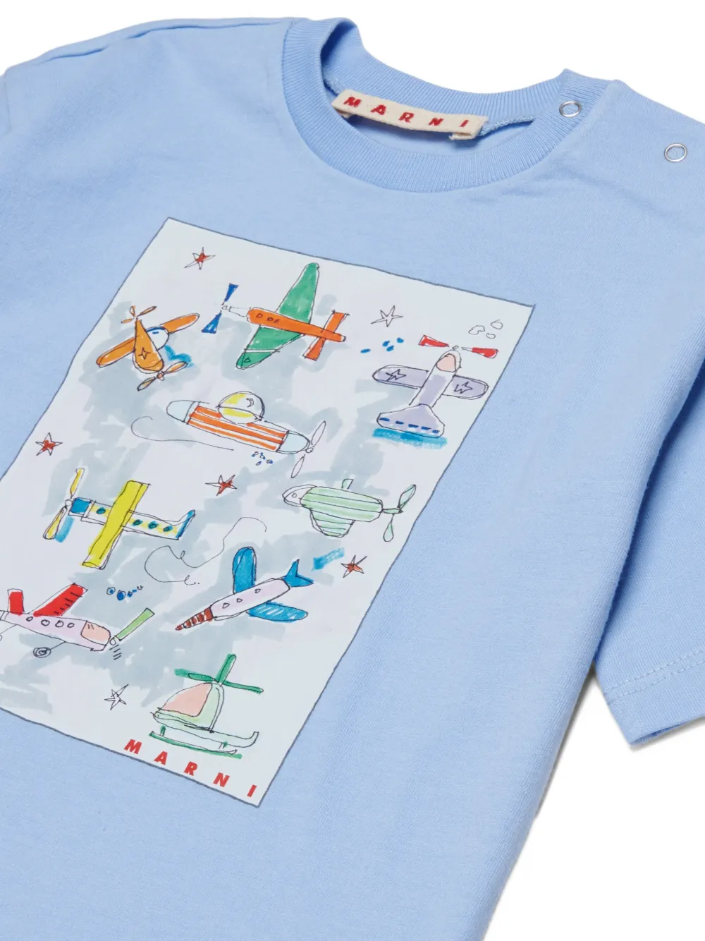 Marni Plane-print T-shirt In Blue