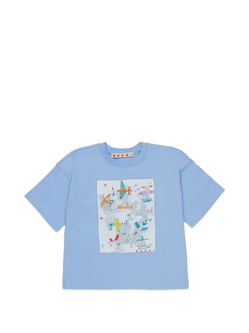 Marni Kids plane-print T-shirt - Blu